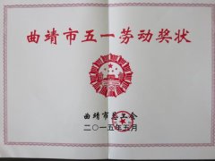 二0一五年五月获曲靖市五